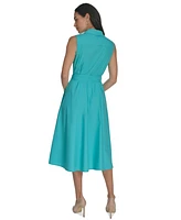 Calvin Klein Women's Cotton Tie-Waist Sleeveless Dress