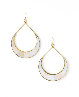 Matr Boomie Ranjani Mother of Pearl Crescent Hoop Earrings