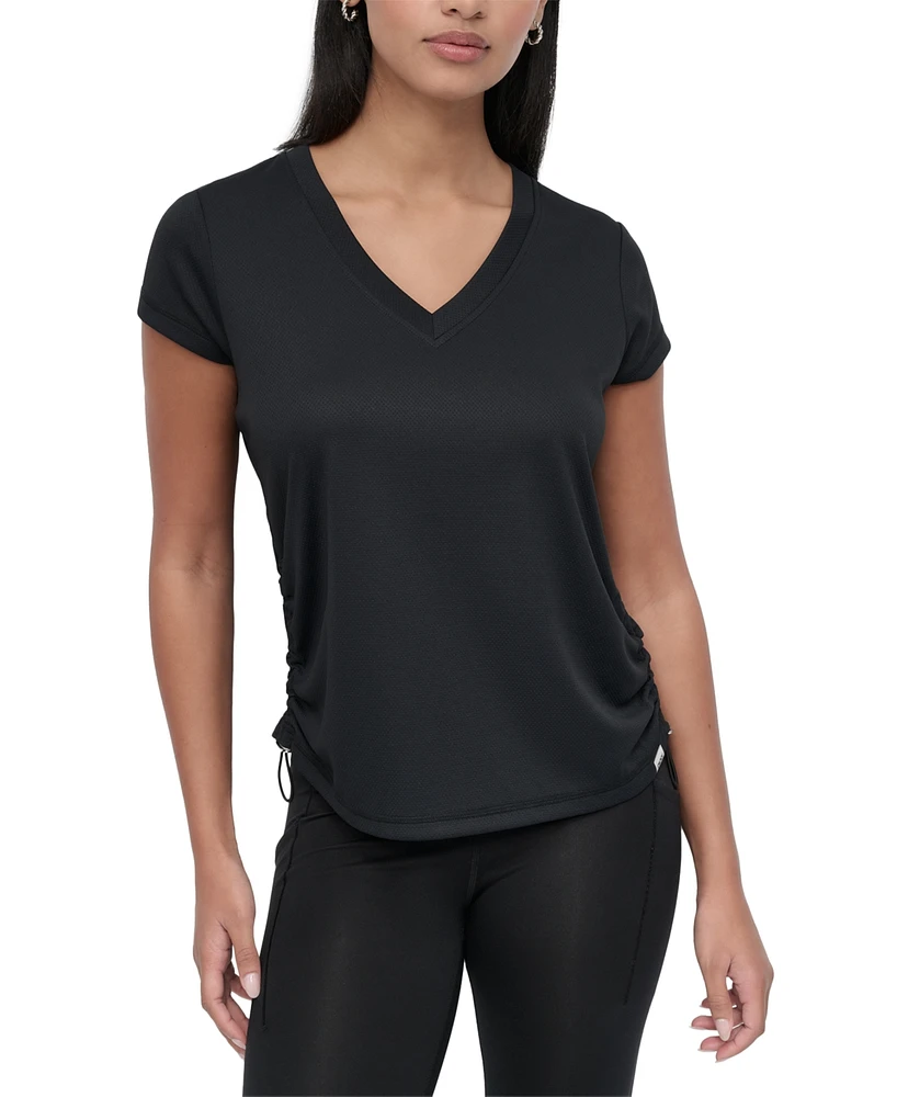 Dkny Sport Women's Crewneck Short-Sleeve Side-Ruched Top