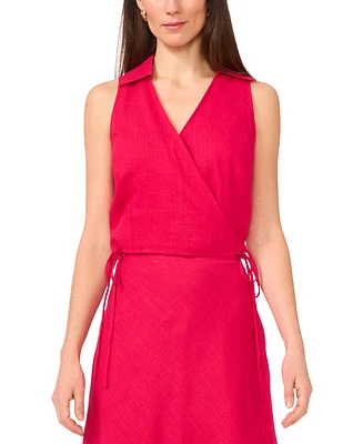 1.state Women's Collared Crossover Cropped Top