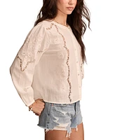 Lucky Brand Women's Cotton Oversized Eyelet-Embroidered Shirt