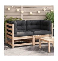 Patio Sofas Corner with Cushions 2 pcs Solid Wood Pine