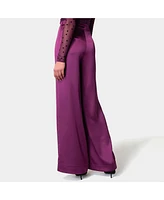 Bebe Women's High Waist Satin Wide Leg Pant