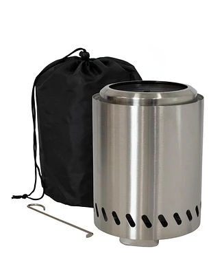 Tabletop Smokeless Fire Pit with Storage Bag and Poker - Triple Burn - Pellet or Wood Burning - 9.75" H - Black