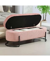 Upholstered Storage Ottoman Bench, Entryway Bench, End-of-Bed Bench for Bedroom & Living Room-The Pop Home