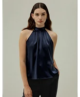 Minimalistic Allure Silk Halter Top for Women