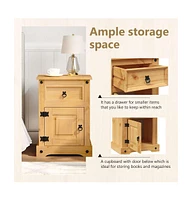 Bedside Cabinet Mexican Pine Corona Range 20.9"x15.4"x26"