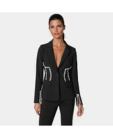 Bebe Women's Rhinestone Detail Woven Twill Blazer