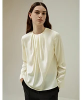 Silk Ruched-Neck Top for Women