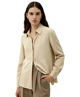 Graceful Button Up Silk Blouse for Women