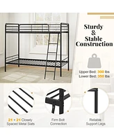 Space-Saving Heavy Duty Metal Bunk Bed with Built-In Ladder