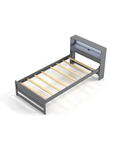 Bed Frame with Storage Headboard and Charging Station