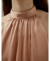 Graceful Breeze Silk Halter Top for Women