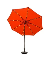 9ft Patio Umbrella Outdoor Market 32 Led Solar Umbrella with Tilt and Crank(Orange Red)