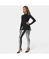 Bebe Women's Satin Elastic Waistband Sequin Legging