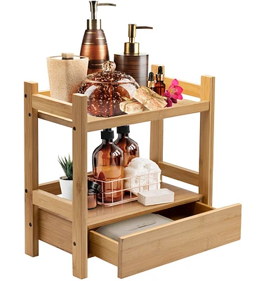 Sorbus 2-Tier Bamboo Kitchen Countertop Organizer - ideal for storage and display, stores your favorite spices, seasonings, and household items