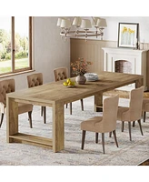 Tribesigns 86.61-Inch Dining Table for 6-8, Farmhouse Narrow Kitchen Table with Wood Pedestal Base, Extra Long Rectangular Dinner Table for Living Roo