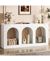 Tribesigns 70.9" White Console Table with Storage, Wood Entryway Entry Table with 3 Arched Shelves for Foyer, Hallway, Living Room, Behind Couch Sofa,