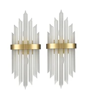 Moose Modern Gold Wall Sconces Set of Two Wall Light with Crystal Frosted Glass