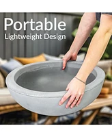 Percival 20.75" Shallow Outdoor Planter Bowl for Flowers and Succulents - Polyresin Double-Walled Design Sand Set of 2