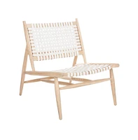Soleil Leather Woven Accent Chair