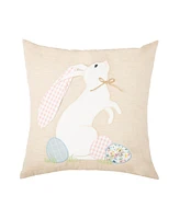 18" x 18" Bunny Eggs Embroidered Spring Easter Themed Accent Throw Pillow