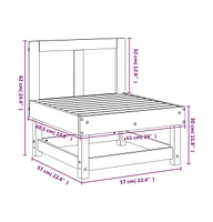 Patio Middle Sofa White Solid Wood Pine