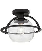 Possini Euro Oblys 12"W Black Ceiling Light with Clear Glass - Possini Euro Design