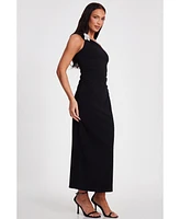 Quiz Women's Asymmetric Scuba Crepe Maxi Dress with Embellished Detail