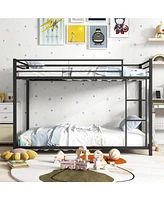 Low Profile Twin Over Metal Bunk Bed with Full-length Guardrails-Silver