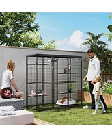 PawHut Weld Wire Catio Outdoor Indoor w/ Waterproof Cover, for 1-3 Kittens