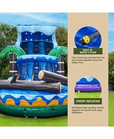 Xjump 17 Tall Jungle Falls Inflatable Dual Lane Water Slide with Detachable Pool, Tall Seating Height, Commercial Grade, Pvc Vinyl, Outdoor Backyard,