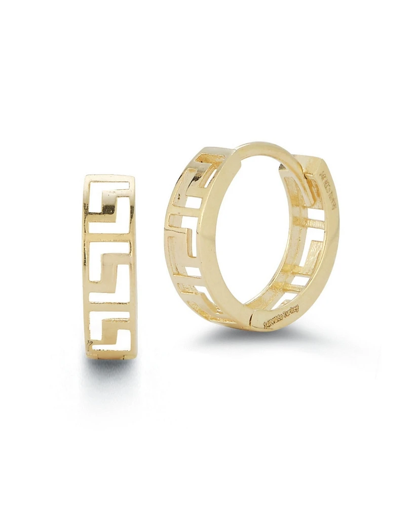 Rachel Zoe 14K Gold Greek Key Huggie Hoop Earrings