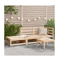 Patio Sofa with Footstool 2-Seater Solid Wood Pine