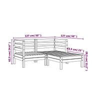 Patio Sofa 2-Seater with Footstool Solid Wood Pine