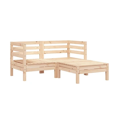 Patio Sofa 2-Seater with Footstool Solid Wood Pine