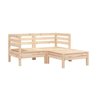 Patio Sofa 2-Seater with Footstool Solid Wood Pine