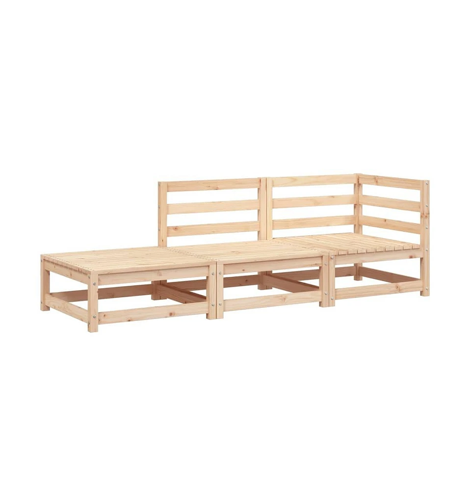 Patio Sofa with Footstool 2-Seater Solid Wood Pine