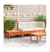 Patio Sofa with Cushions and Footstool Solid Wood Pine