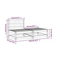 Patio Sofa Armless with Footstool Solid Wood Pine