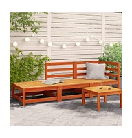 Patio Sofa with Footstool 2-Seater Wax Brown Solid Wood Pine