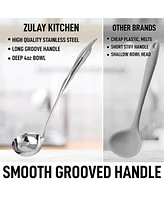 Stainless Steel 13" Soup Ladle - Comfort Grid Steel Ladle with Long Handle and Ample Bowl Capacity Perfect for Stirring, Serving Soups and More