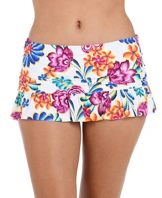 La Blanca Women's Paradiso Ruffled Floral-Print Swim Skirt