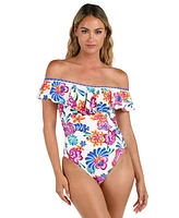La Blanca Women's Paradiso Off-The-Shoulder Ruffled Swimsuit