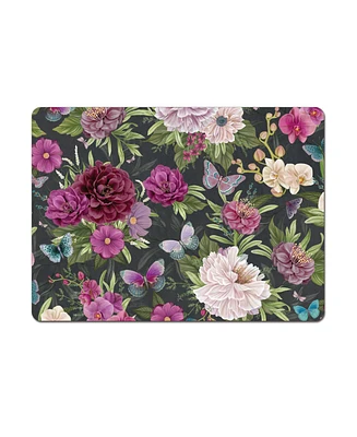 CounterArt Midnight Garden Hardboard Cork Placemats Set of 4, 15"x 11"