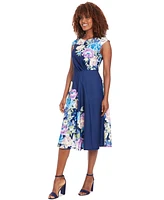 London Times Petite Floral Sleeveless Midi Dress