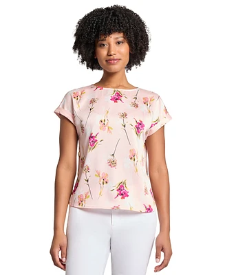 Jones New York Women's Kelly Floral Print Short-Sleeve Blouse