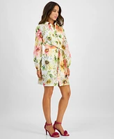 Guess Women's Faith Floral-Print Belted Shirtdress