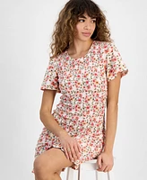 Guess Women's Claire Floral-Print Smocked Dress