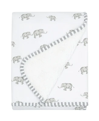 Living Textiles Baby Boys and Girls Elephant Heritage Collection Jersey Sherpa Blanket